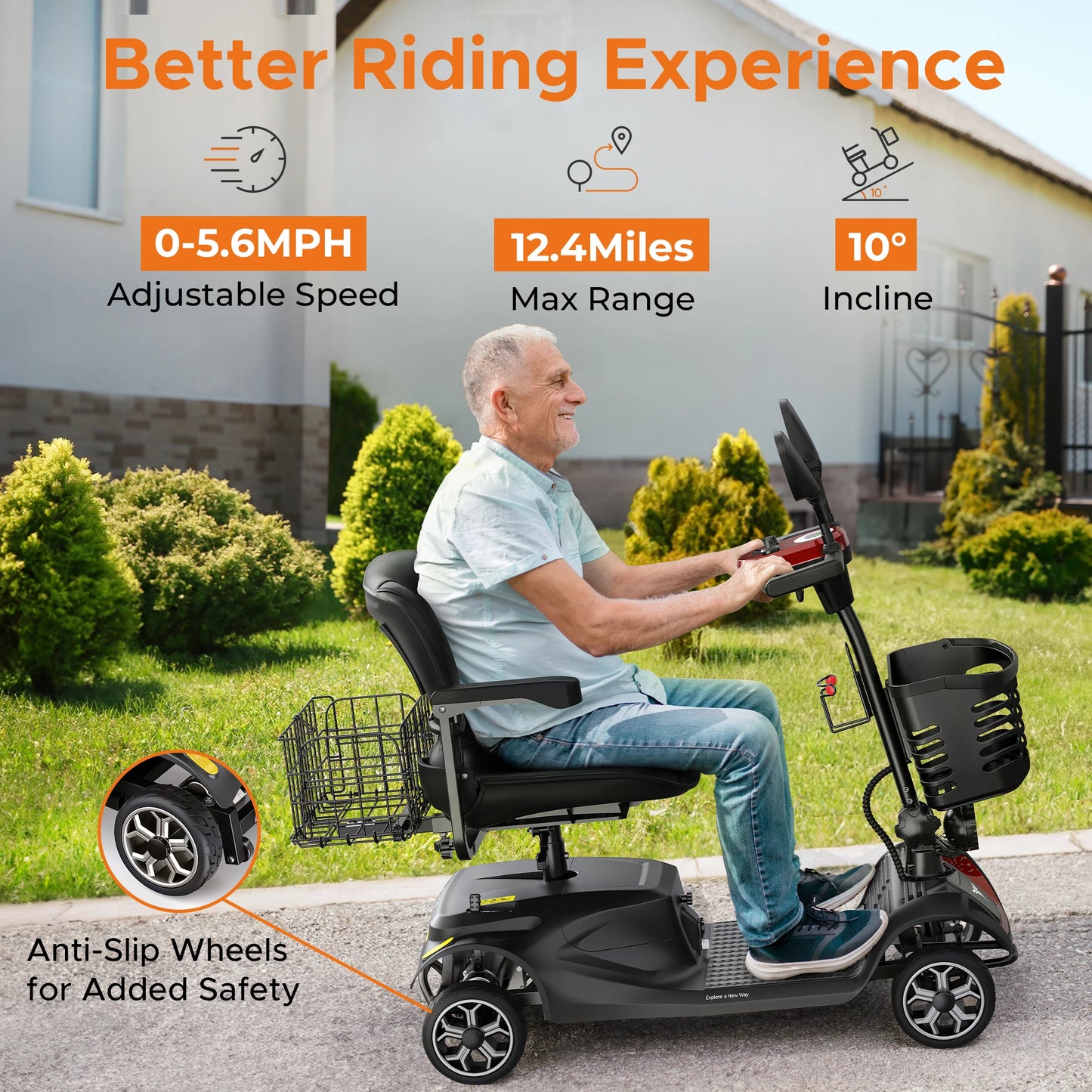 ENGWE Four Wheel Mobility Scooter 250W Motor 5.6 MPH