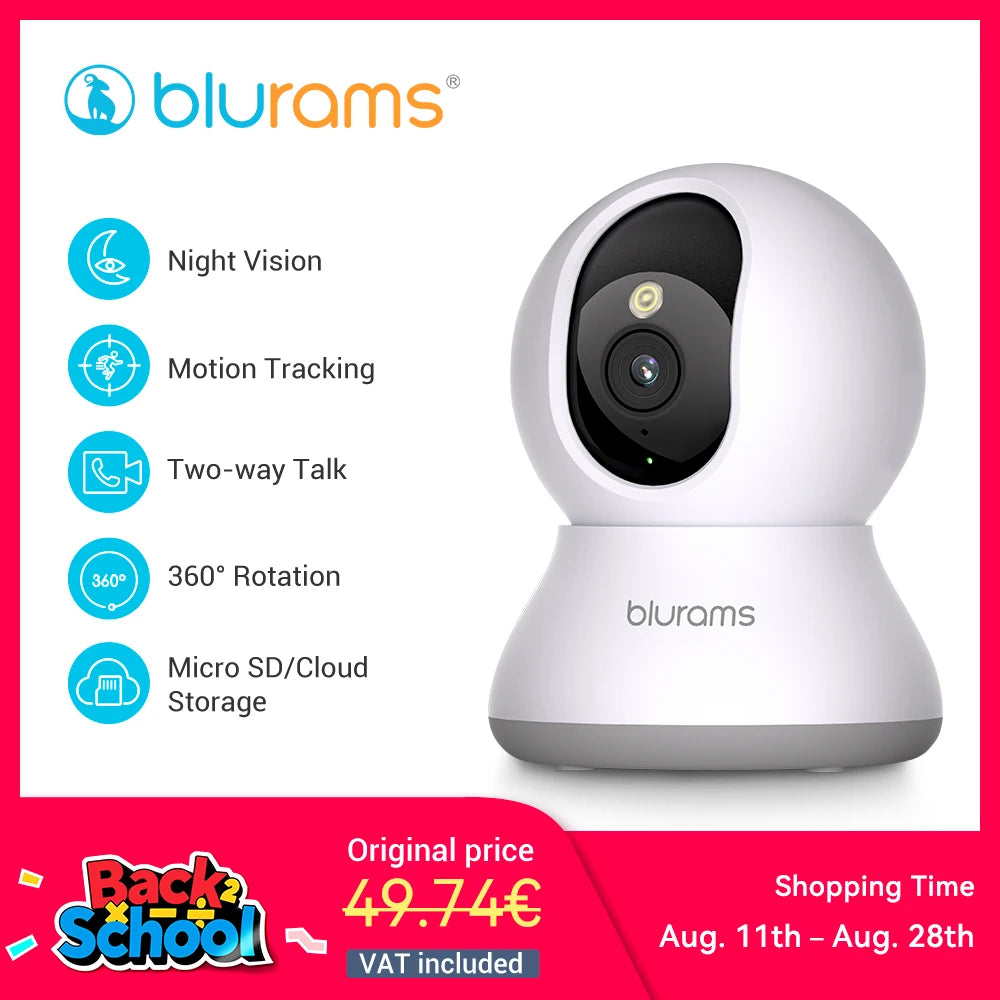 2.4＆5G WiFi Indoor Camera, 2K, 360° PTZ Pet Dog IP CCTV Camera with Phone App, 2-Way Talk, Night Vision, for Home Securi