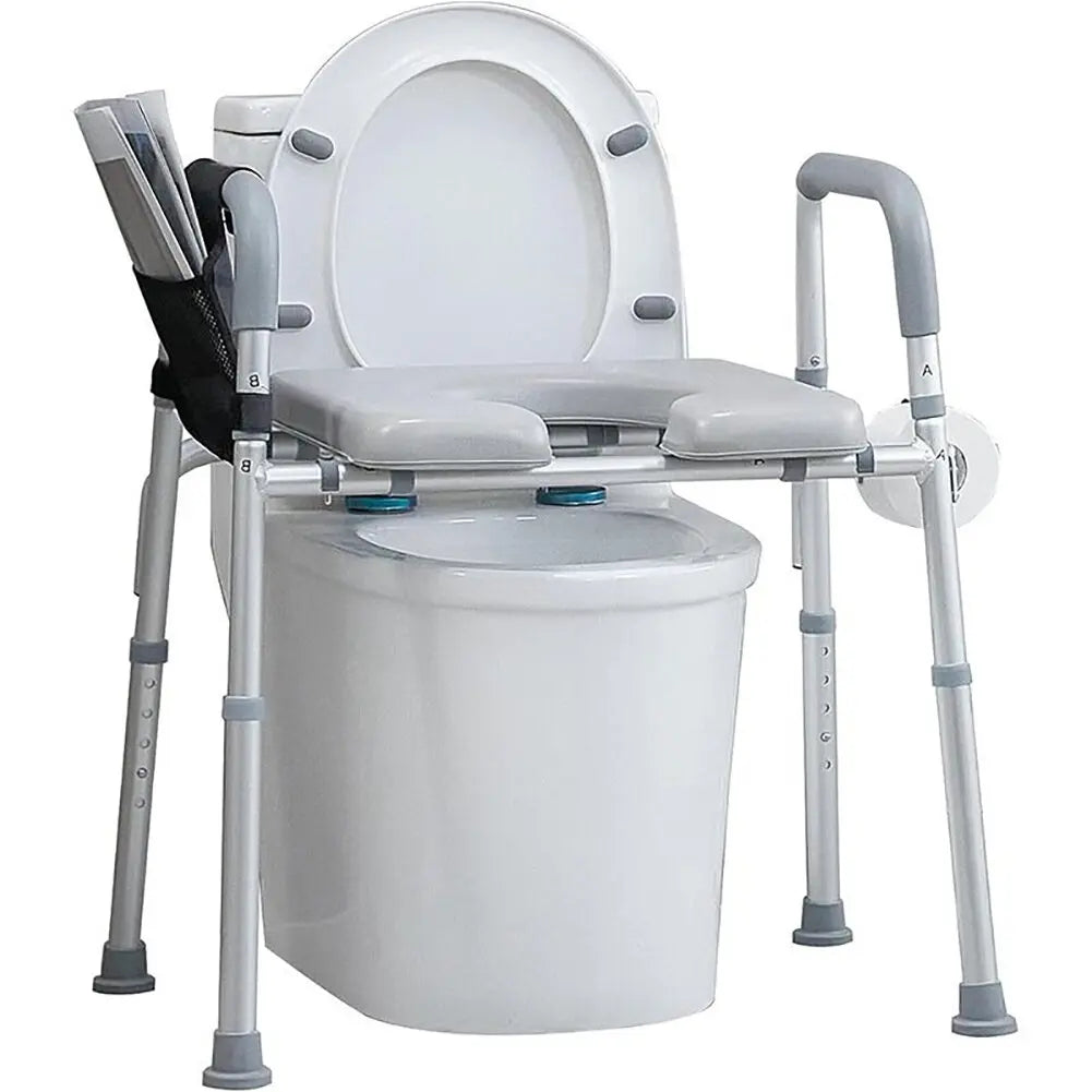 Twister.CK Raised Toilet Seat With Armrests And Storage Bag
