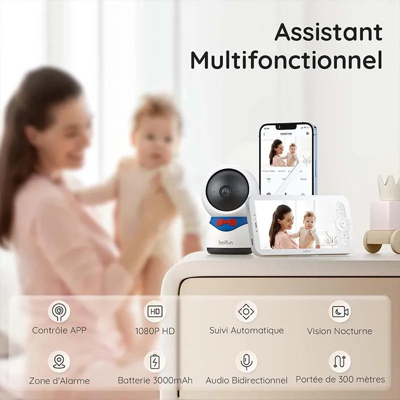 BOIFUN 1080P Baby Monitor Camera With PTZ Tracking