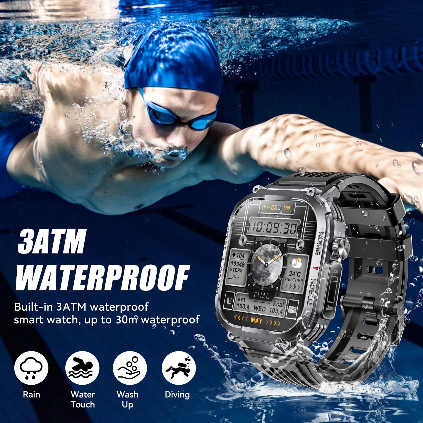 EIGIIS S320B Smart Watch Men 3ATM Waterproof