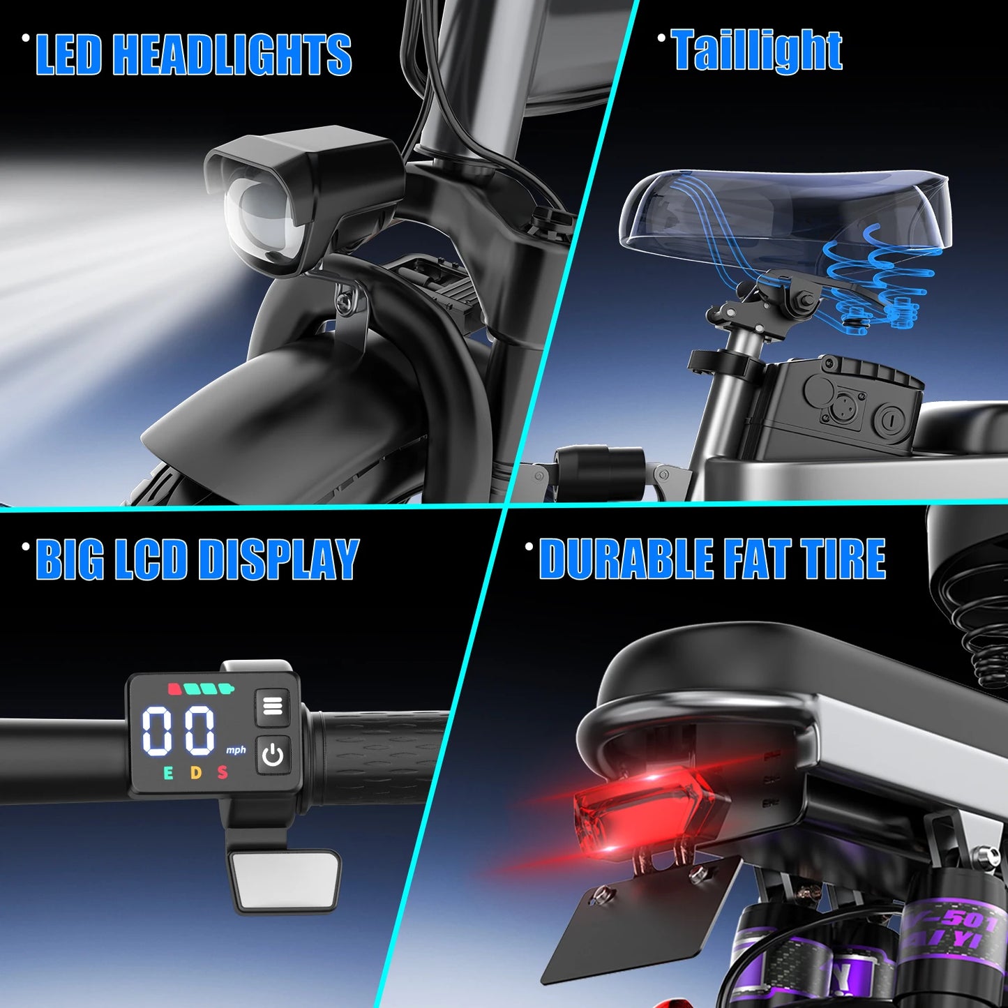 Folding Electric Bike 500W 25Mph 20 Mile Range For Adults