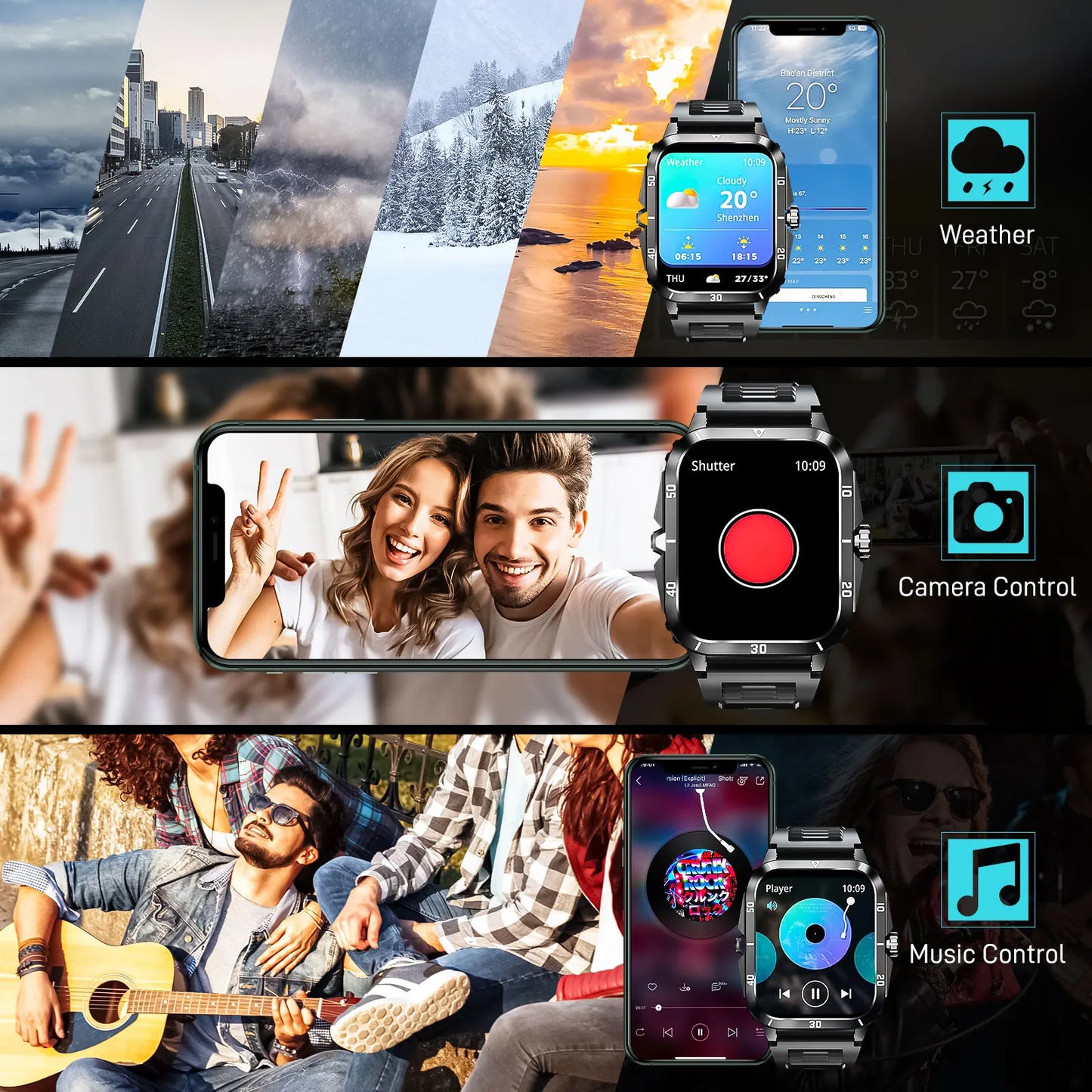 EIGIIS Smart Watch KT71 3ATM Waterproof Over 100 Sport Modes