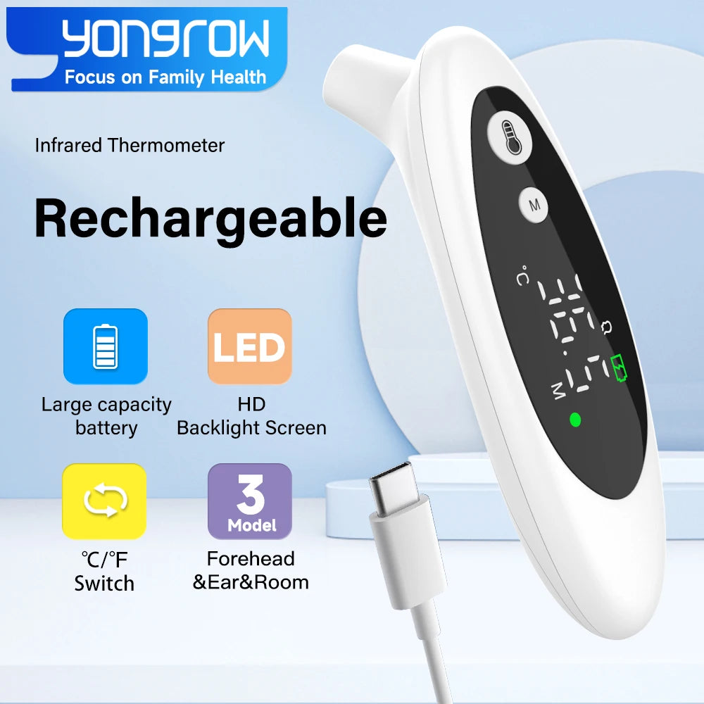 Yongrow Infrared Forehead Ear Thermometer RoomTemp Tri Modes