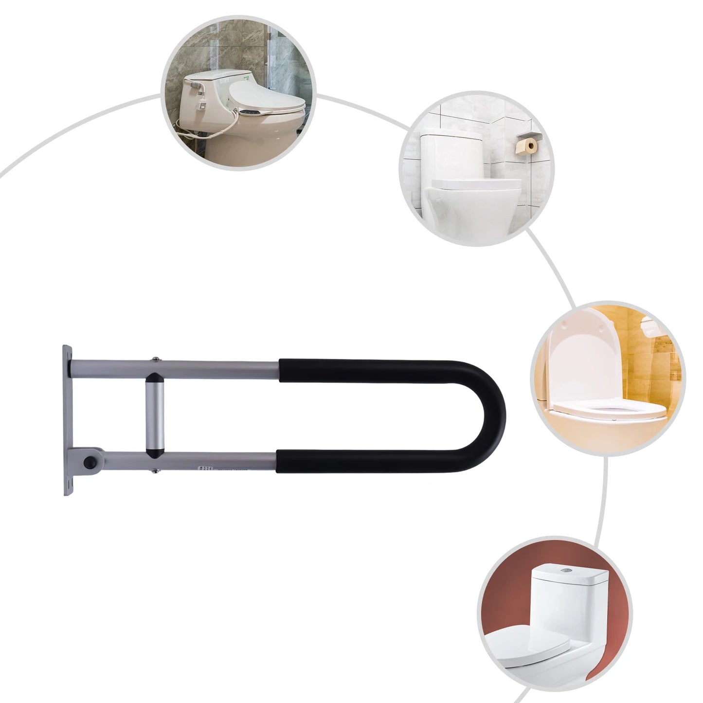 Foldable Toilet Safety Rail for Elderly and Disabled