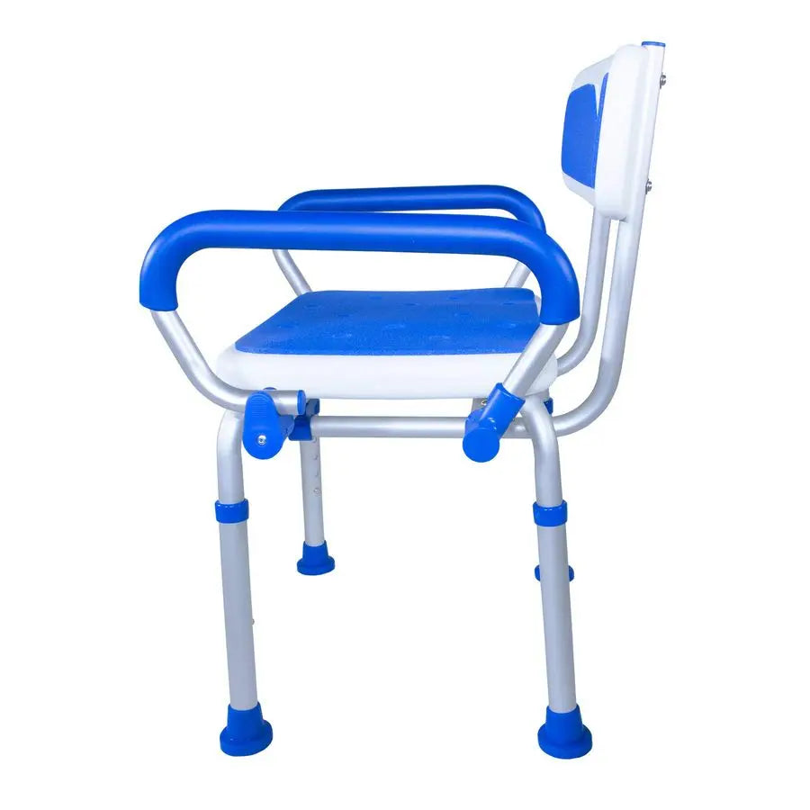 Shower Safety Chair With Backrest And Adjustable Armrests Foam Padded