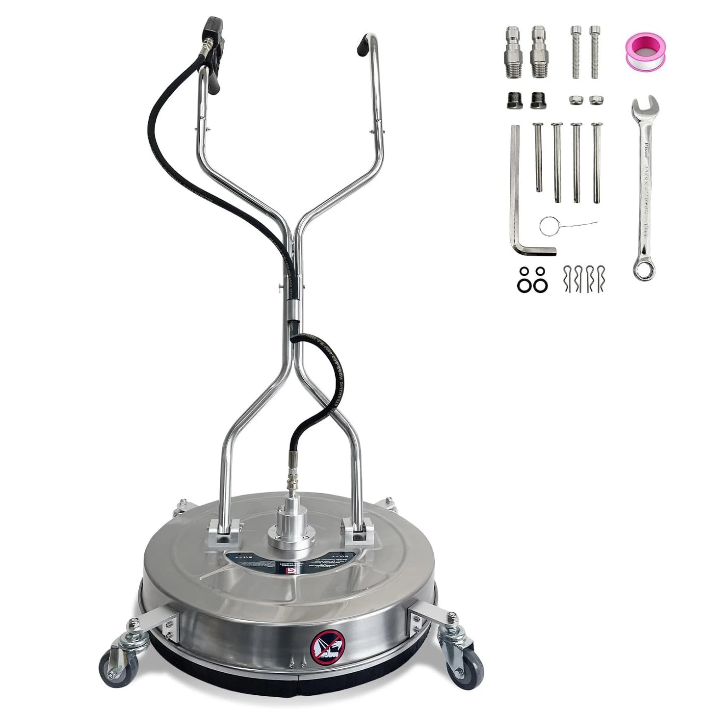 20" 4600 PSI Pressure Washer Surface Cleaner with Dual Handles 4-Wheel Design for Driveways Sidewalks Curbs Decks & Patios