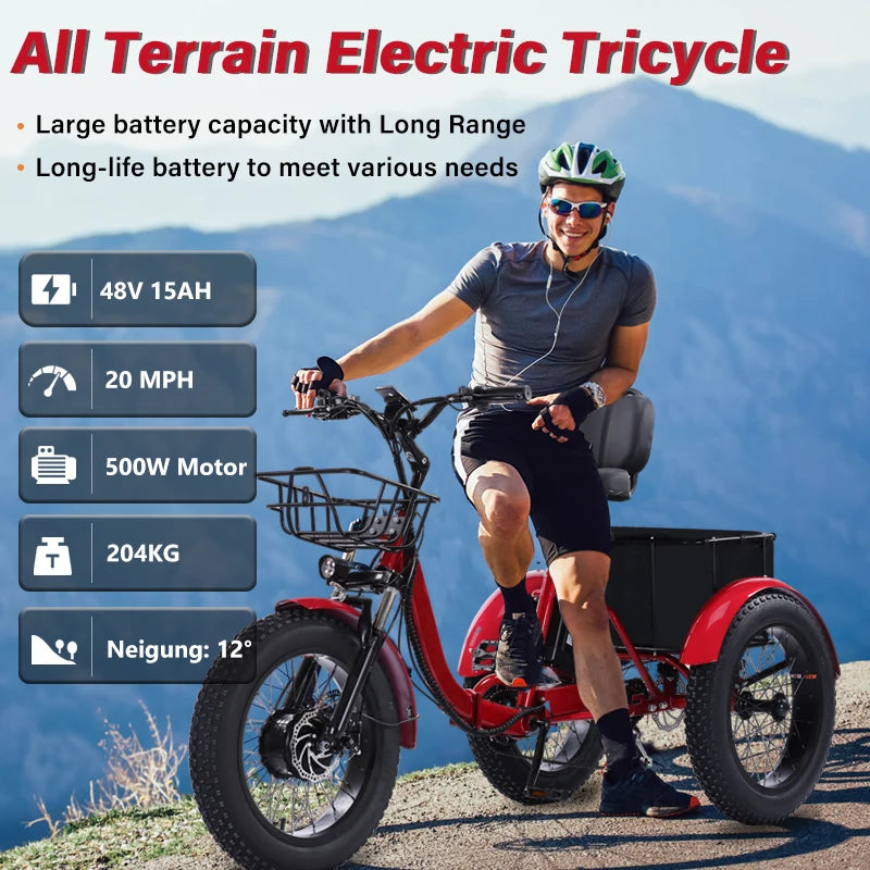 BROOBEY E Tricycle Folding Electric Trike With Battery