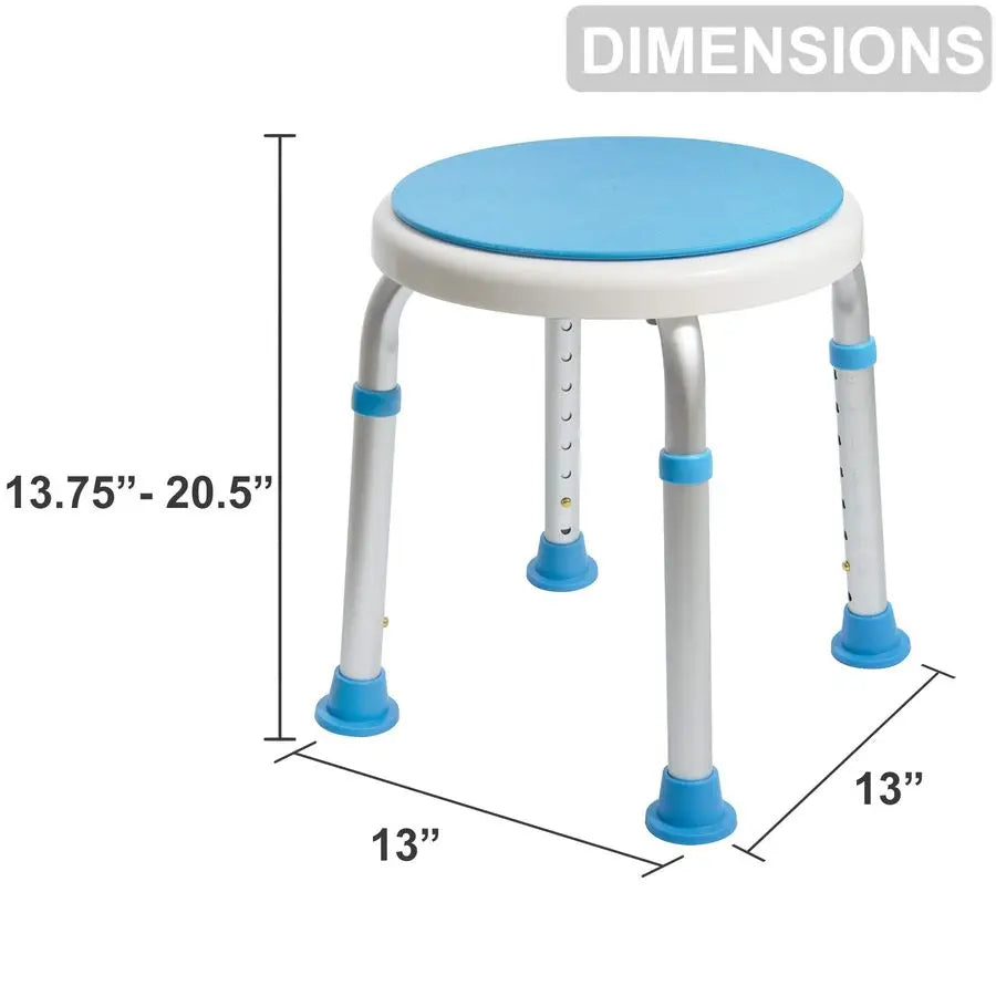 Medical Tool Adjustable Swivel Shower Stool With Anti Slip Tips