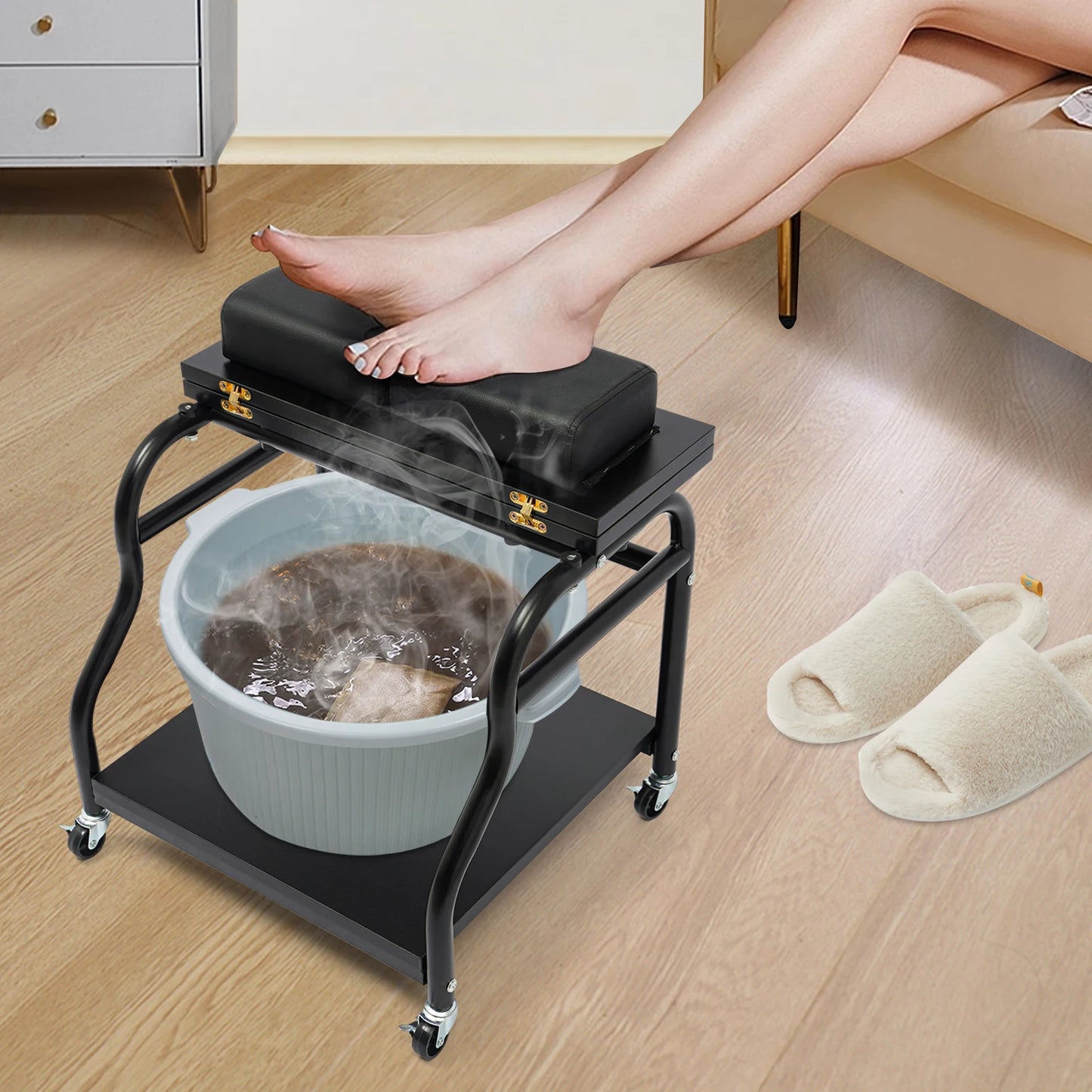 Bymaocar Iron Foot Bath Cart Portable Esthetician Trolley For Salons