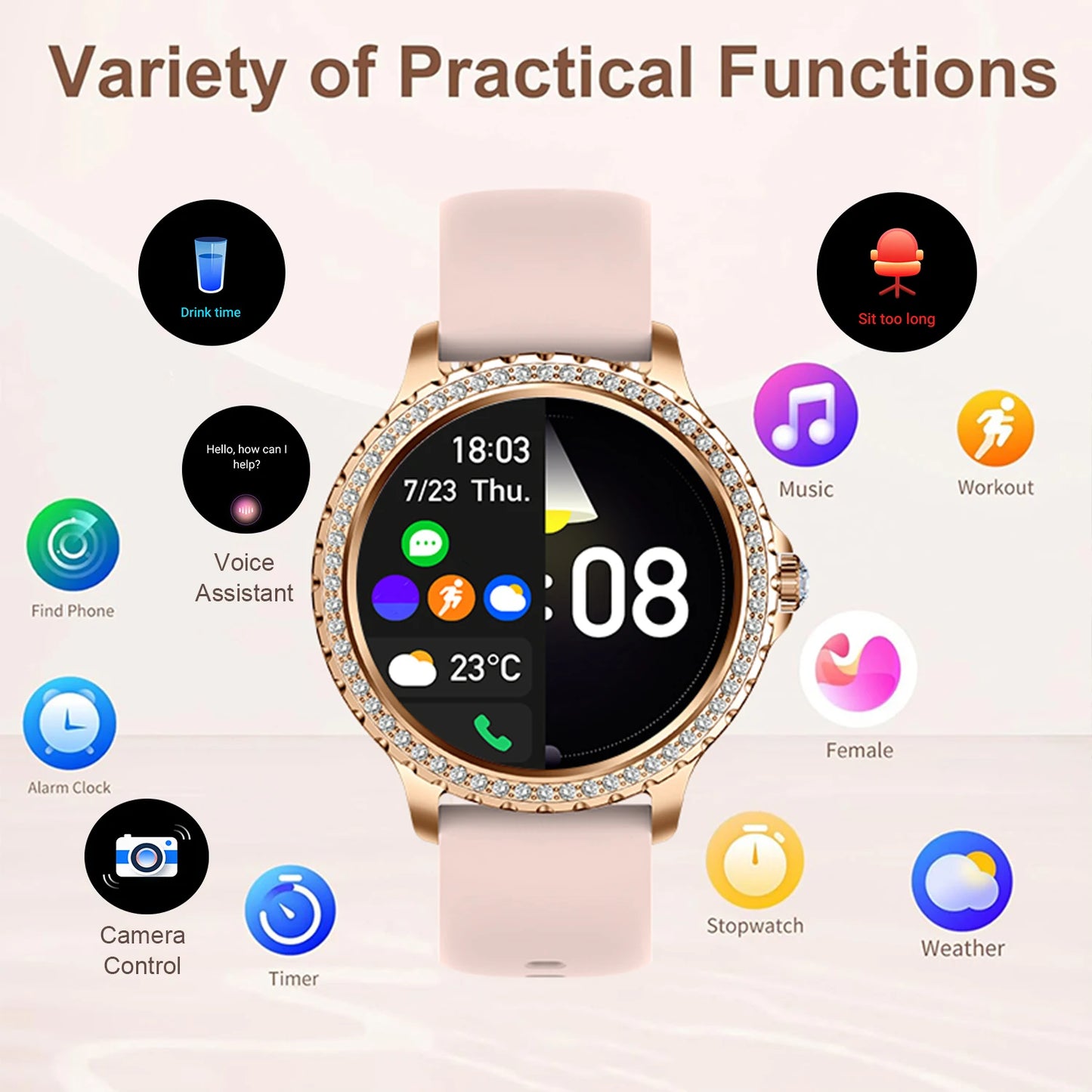 INNOFOVO Smart Watch For Women Touchscreen Fitness Tracker