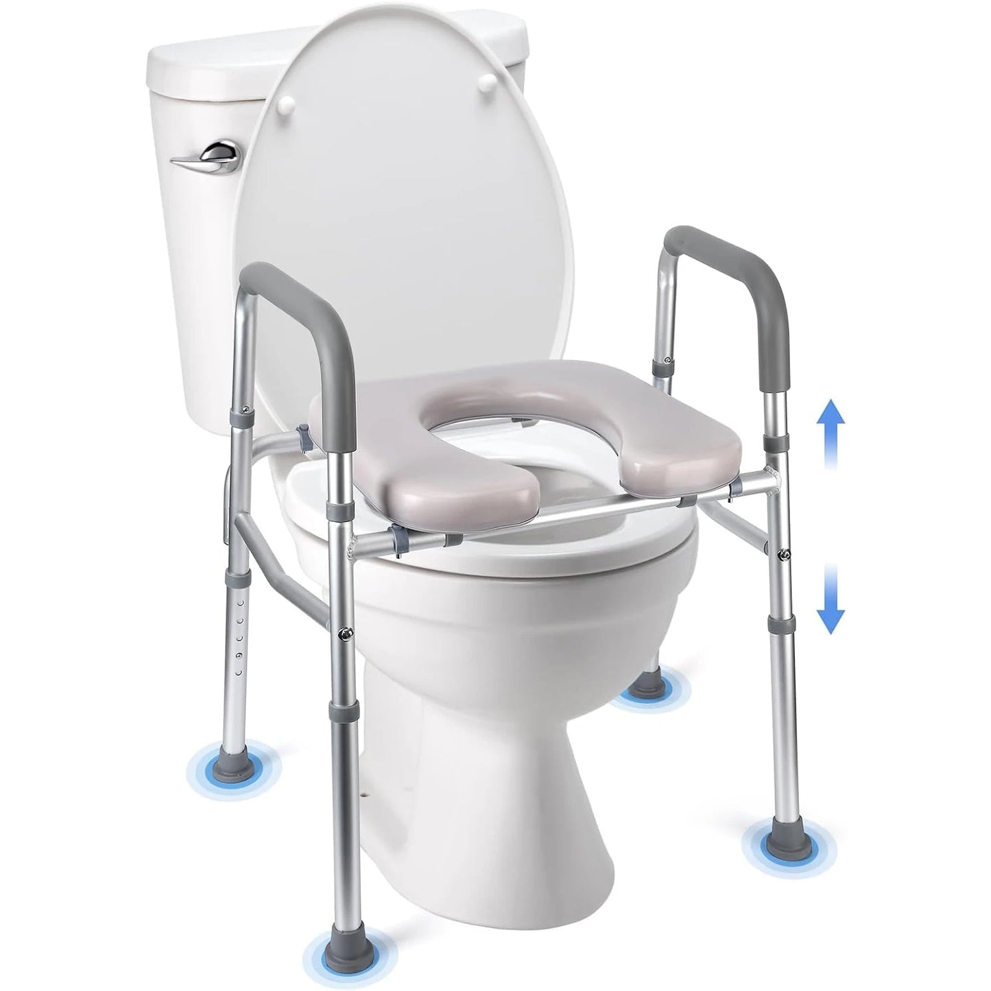 Raised Toilet Seat With 350Lb Stand Alone Homecare Commode