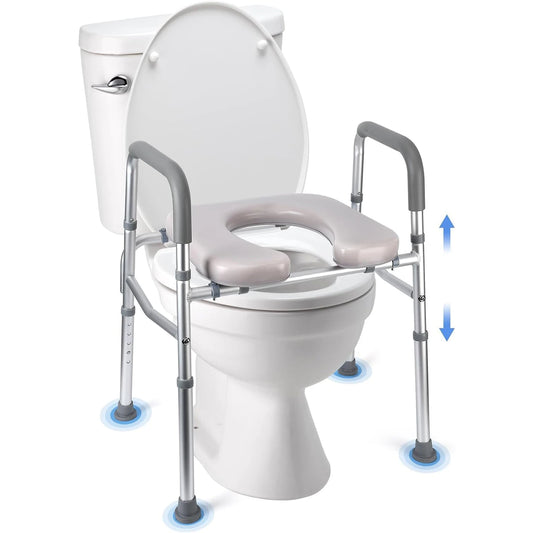 Raised Toilet Seat With 350Lb Stand Alone Homecare Commode