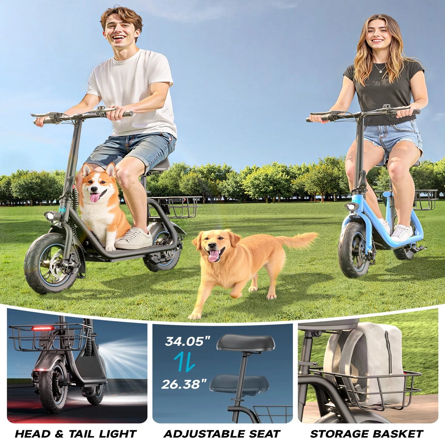 GYROOR Electric Scooter 450W LCD Display 22 Mile Range