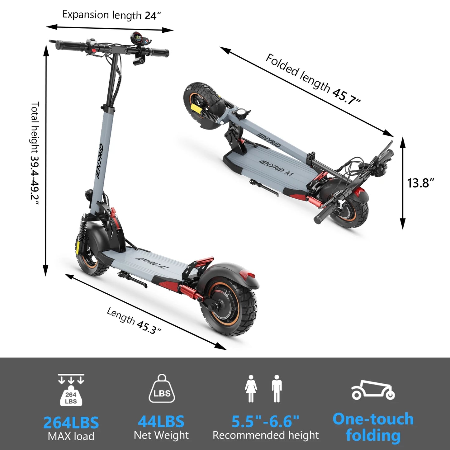 iEN Foldable Electric Scooter 800W 48V 20-30km Range