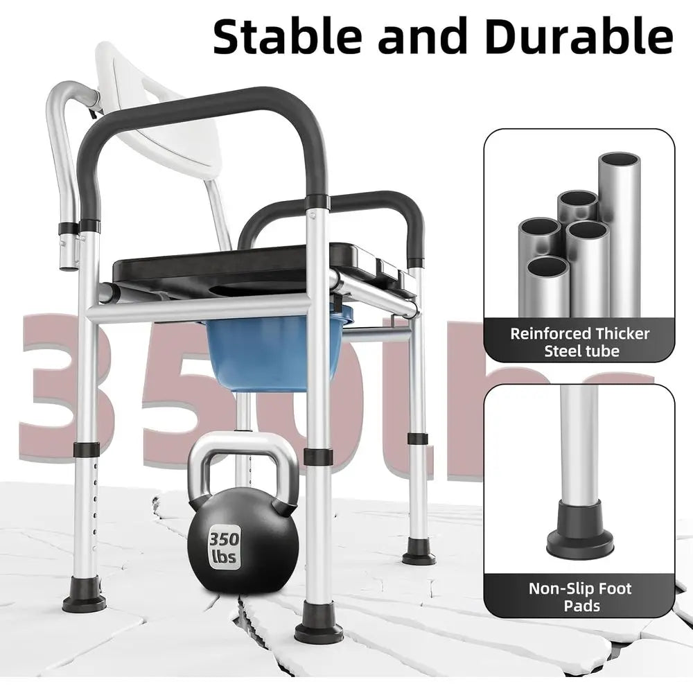 DAFIFY Adjustable Height Bedside Commode Chair For Elderly