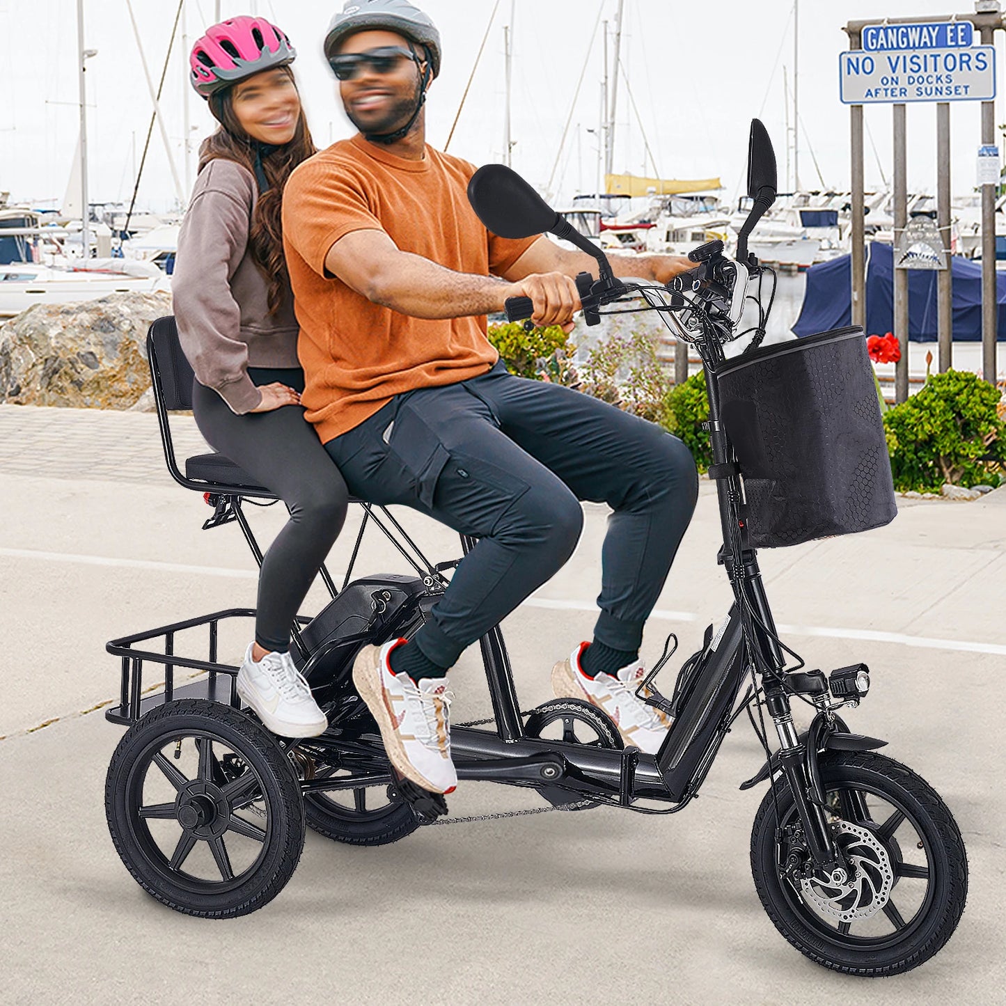 Hign-concerned Adult Folding Electric Trike 350W Peak Motor