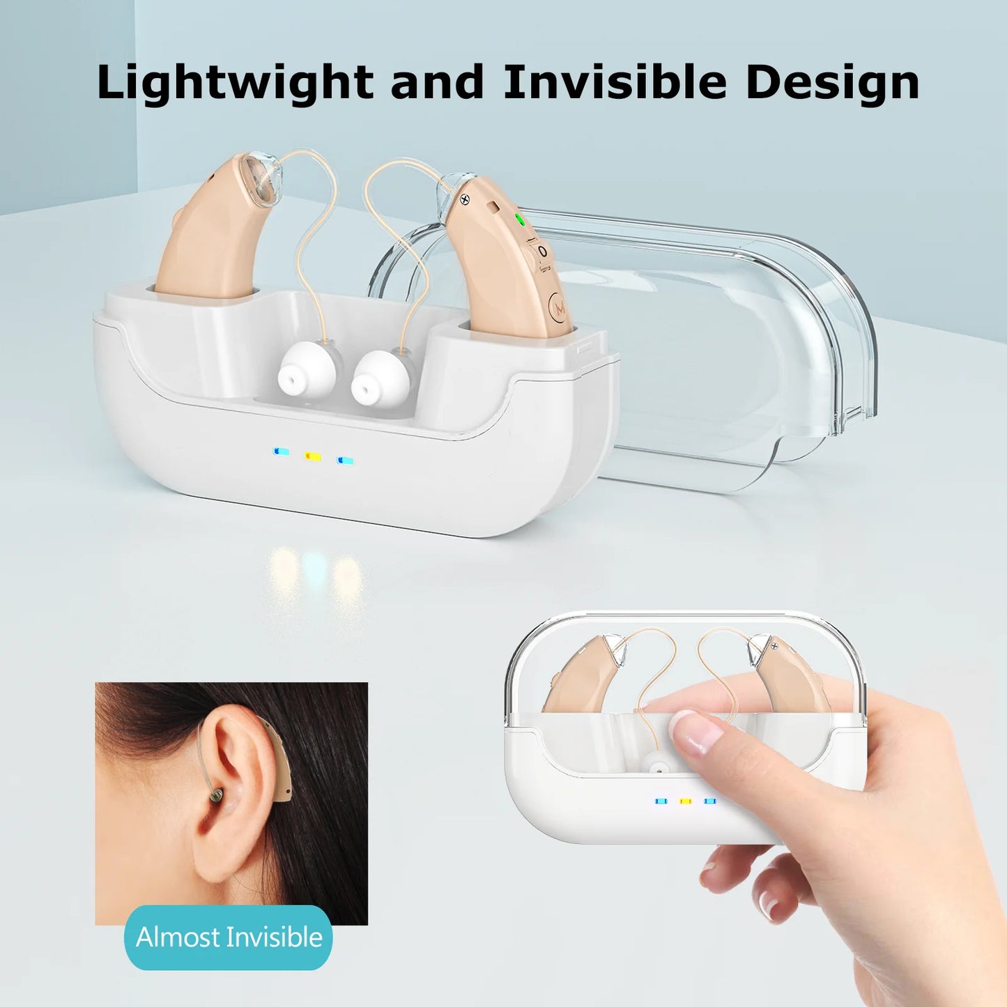 Rechargeable Behind The Ear Hearing Aids Volume Adjustable