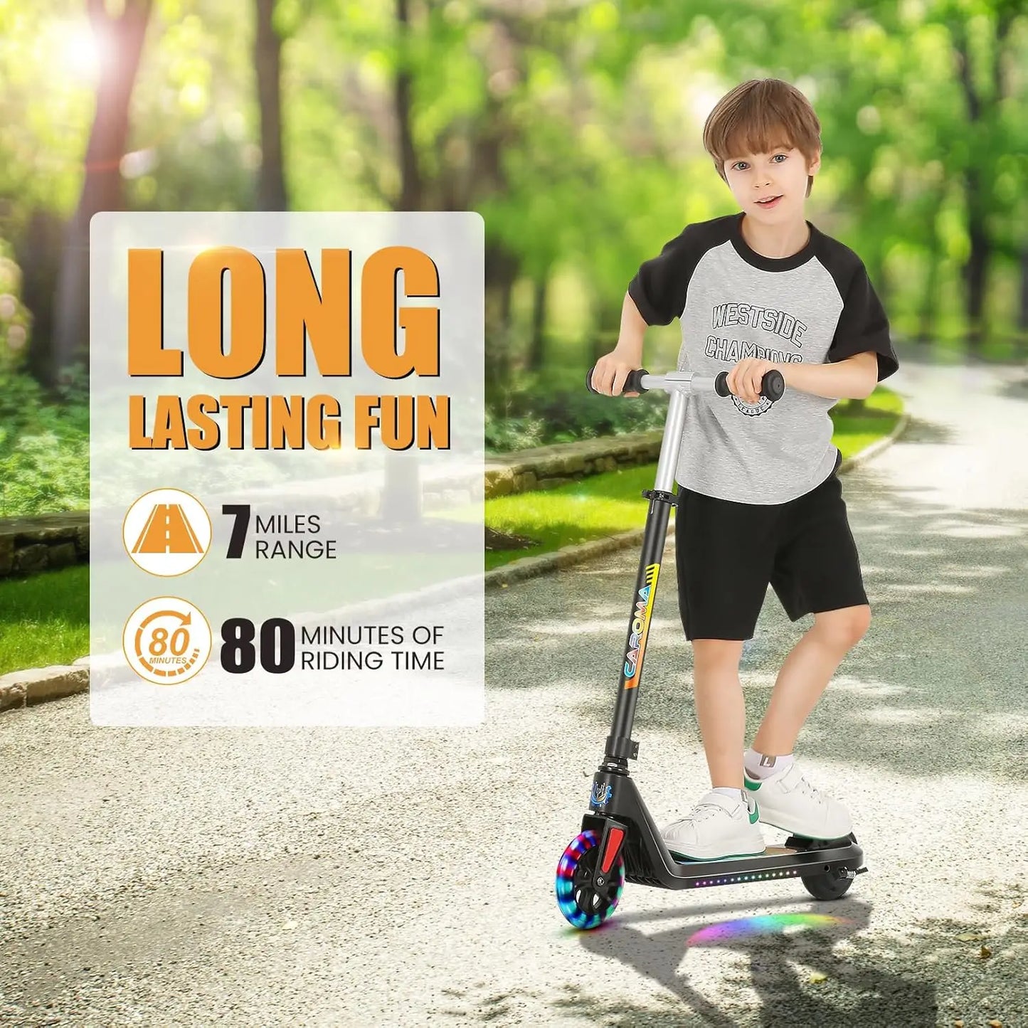 CAROMAC Kids Electric Scooter 120W Foldable Led Display