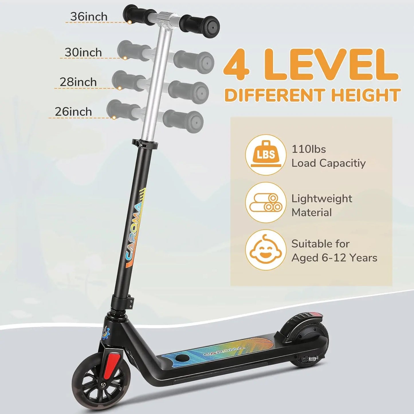 CAROMAC Kids Electric Scooter 120W Foldable Led Display
