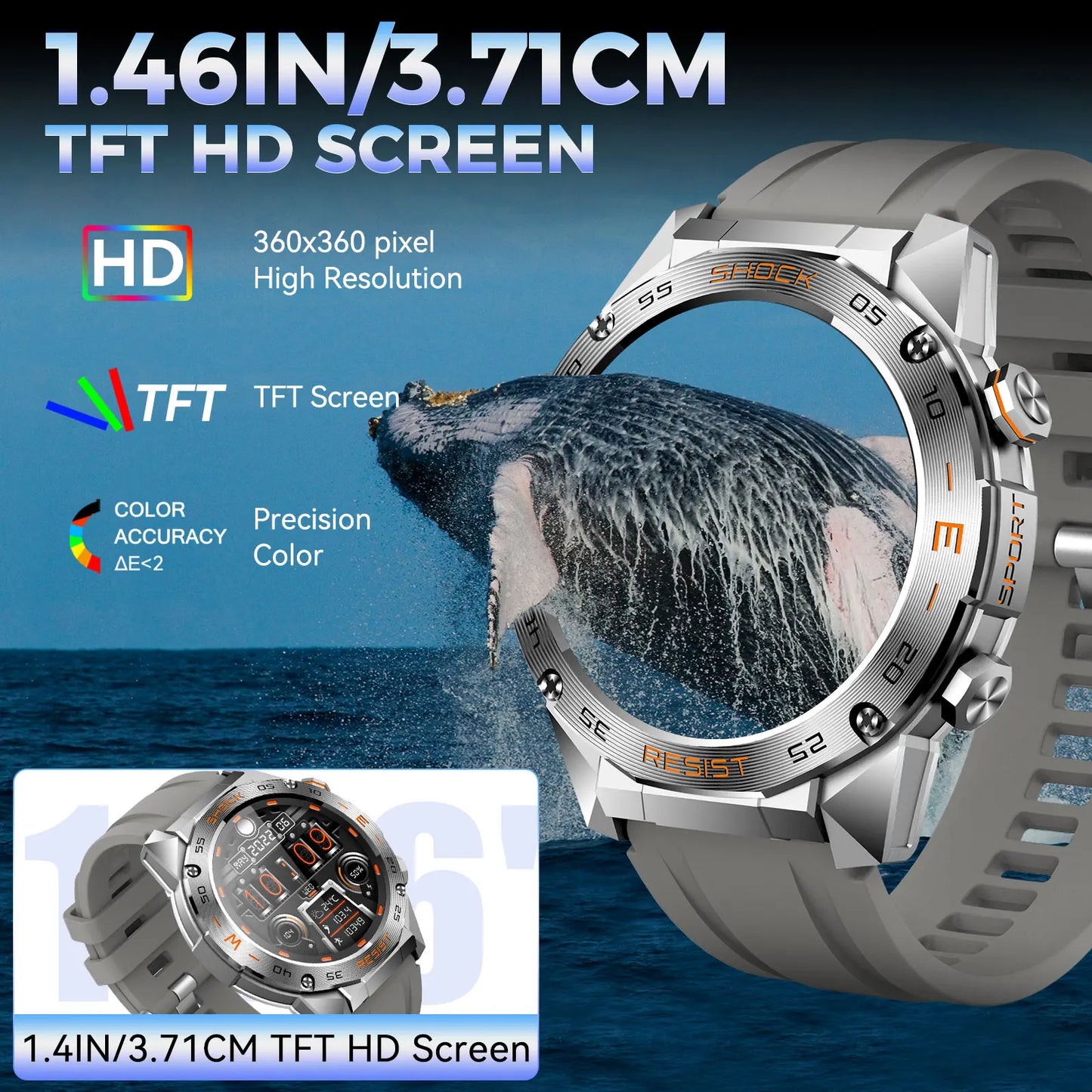 LaNikar Military Smartwatch For Men With Heart Rate SpO2