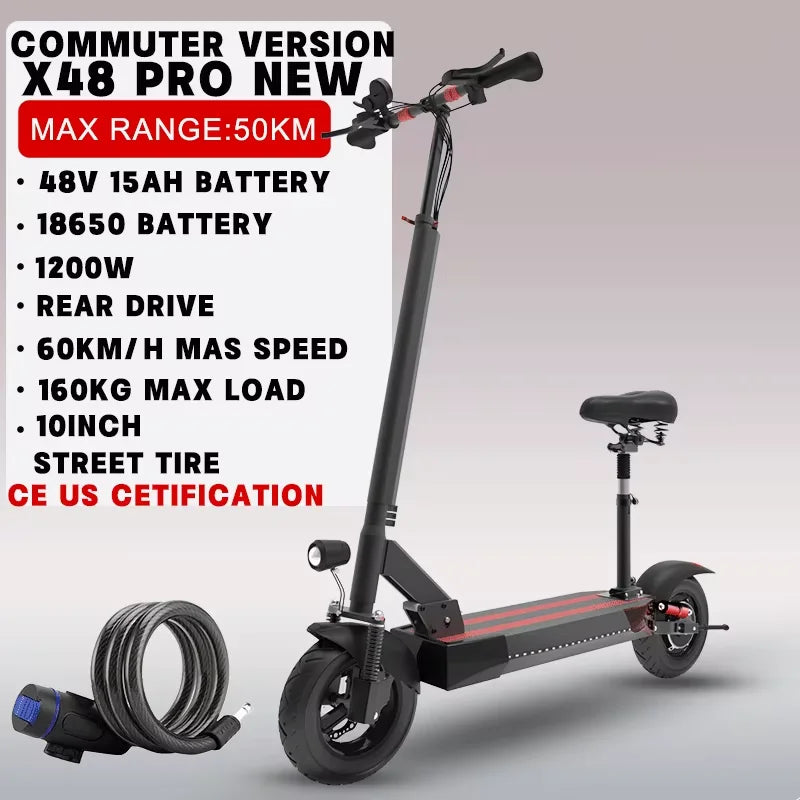 Jueshuai Outdoor Electric Scooter Dual Motor Folding With Removable Seat