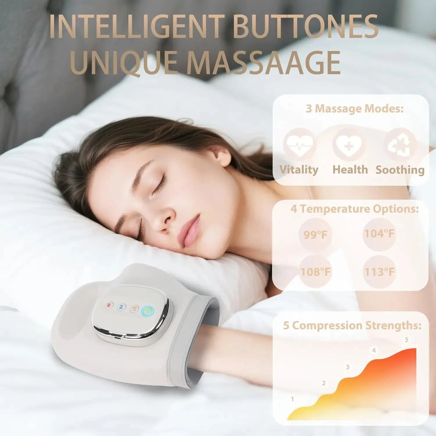 Hand Massager With Heat And Airbag Compression For Carpal Tunnel Wrist Relief