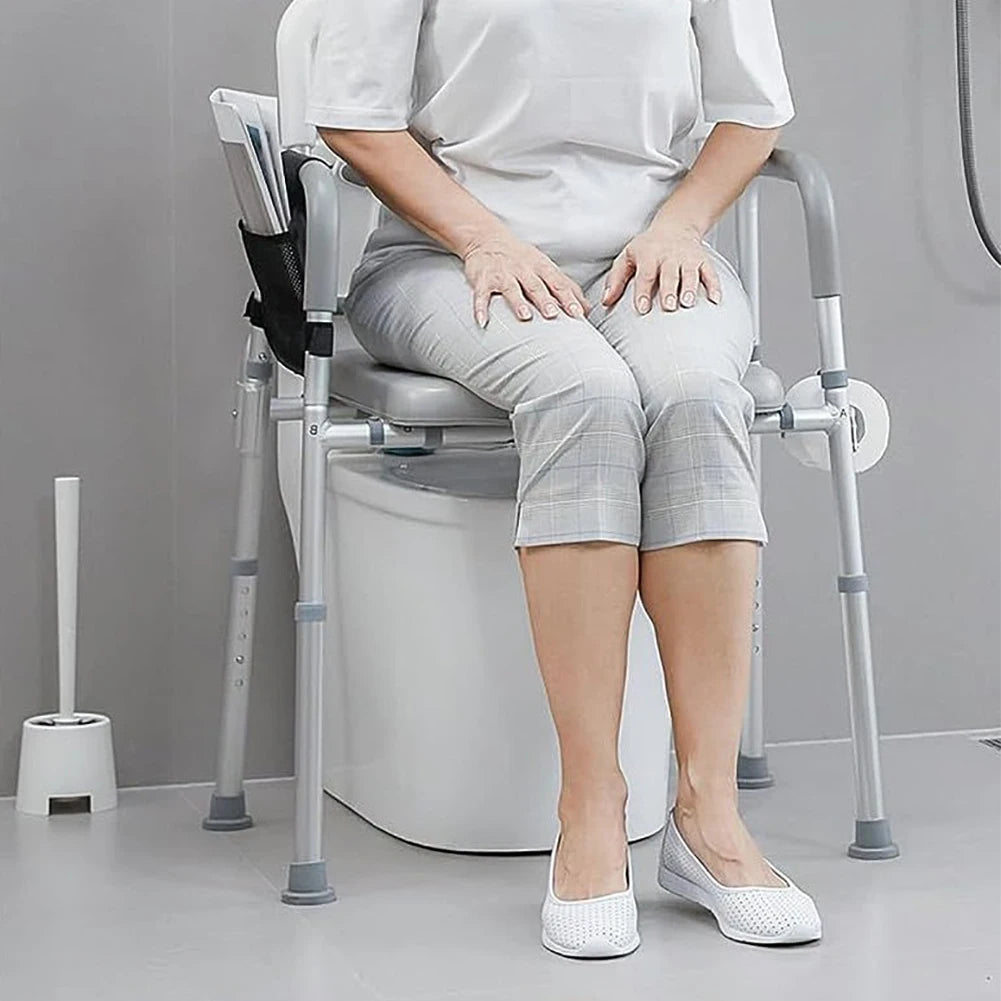 Twister.CK Raised Toilet Seat With Armrests And Storage Bag