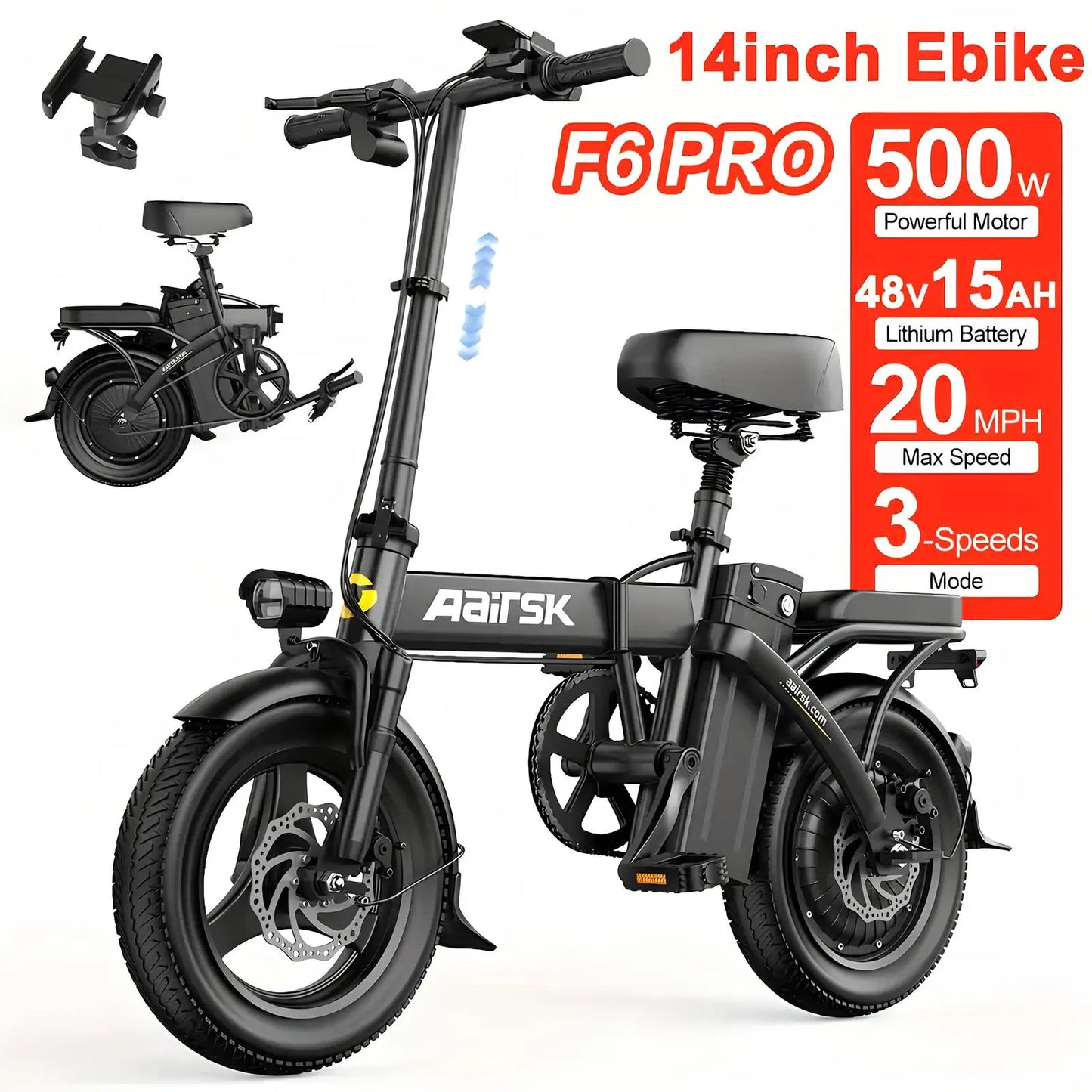 Max Speed EM200 Electric Bike 500W Brushless Motor