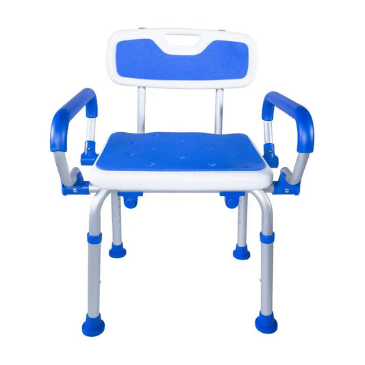 Shower Safety Chair With Backrest And Adjustable Armrests Foam Padded