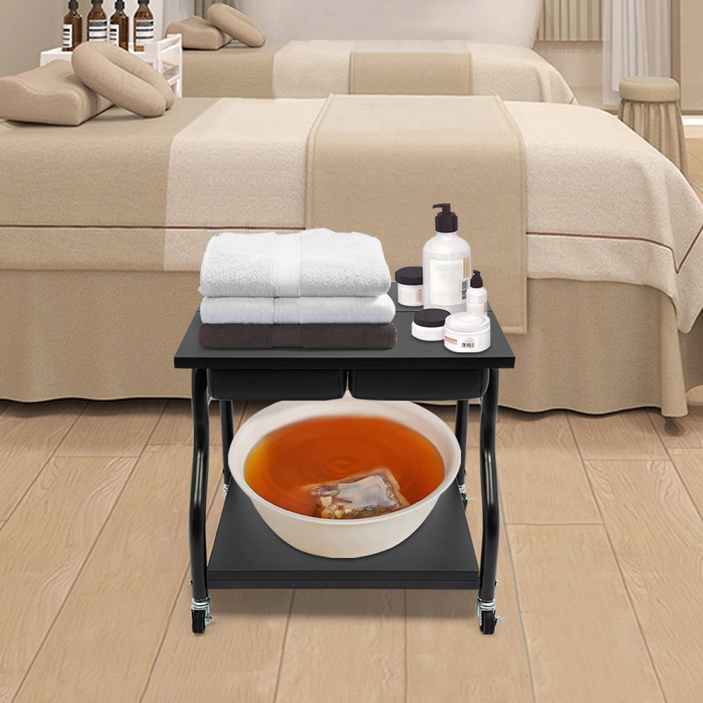 Bymaocar Iron Foot Bath Cart Portable Esthetician Trolley For Salons
