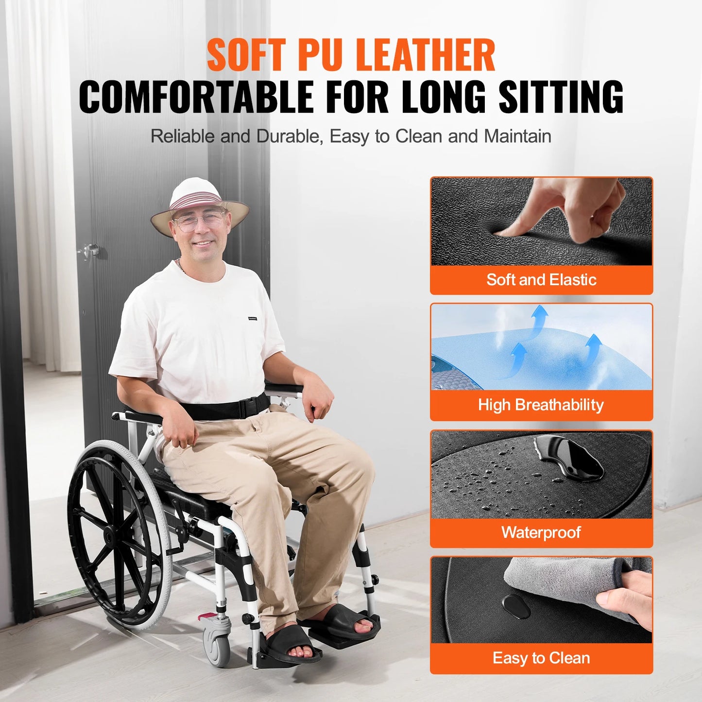 SucceBuy Adjustable Shower Wheelchair For Indoor Shower