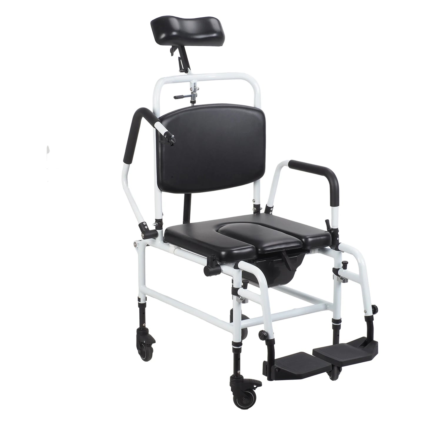 Shower Chair With Wheels Bedside Commode Chair Headrest Bucket