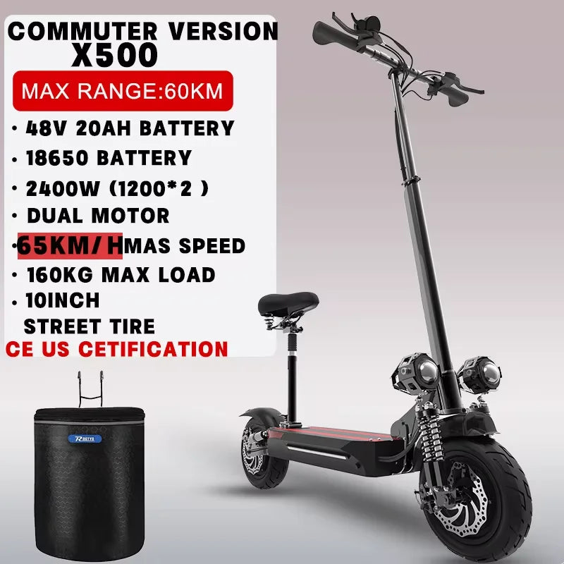 Jueshuai Outdoor Electric Scooter Dual Motor Folding With Removable Seat
