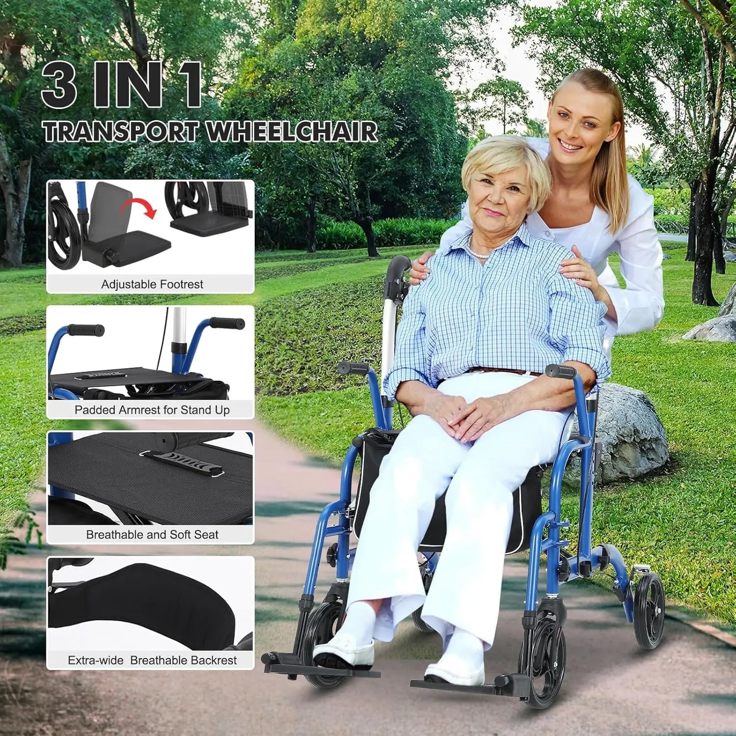 Studyset Rollator Walker With Seat All Terrain Folding