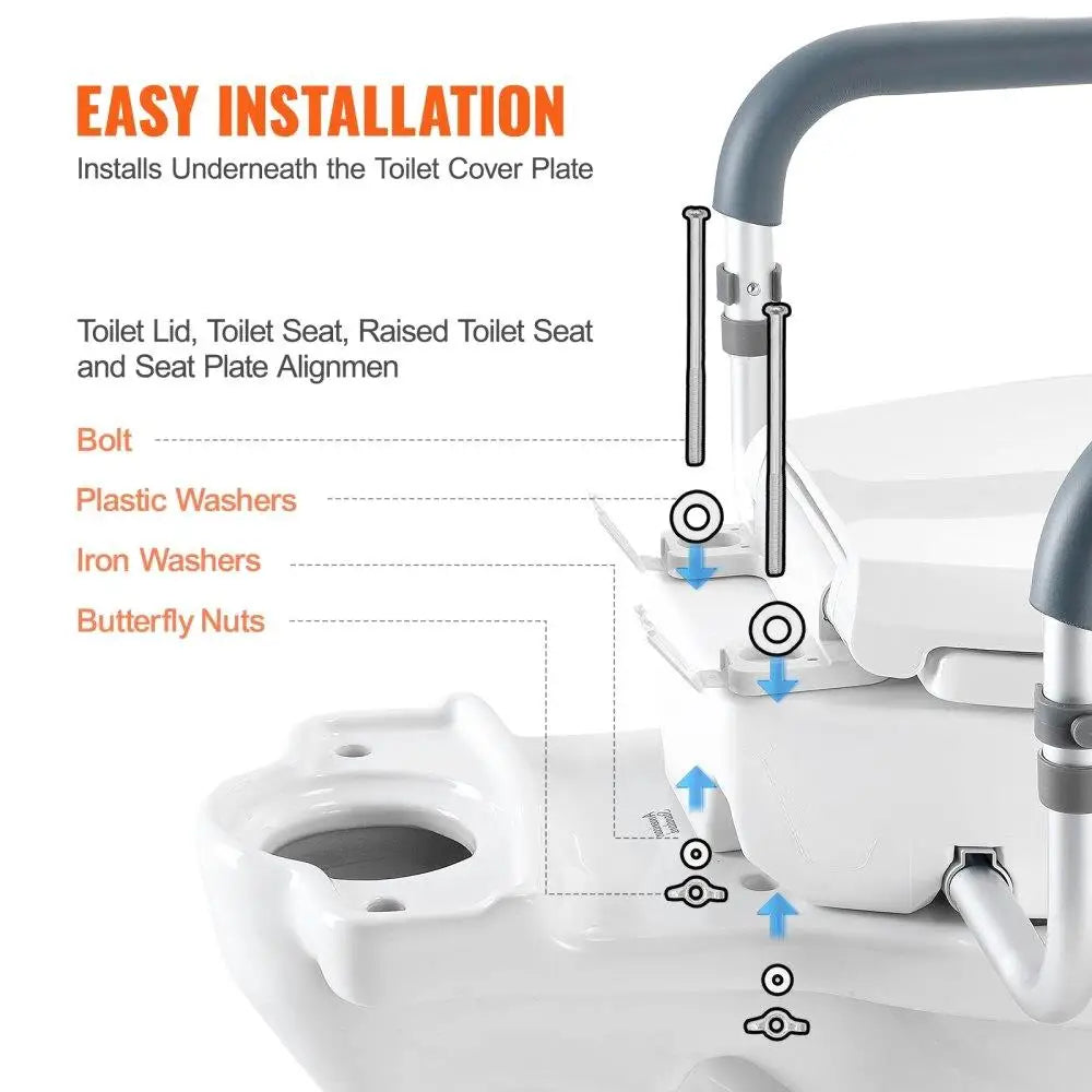 Feature Raised Toilet Seat With EVA Armrest And Handrail