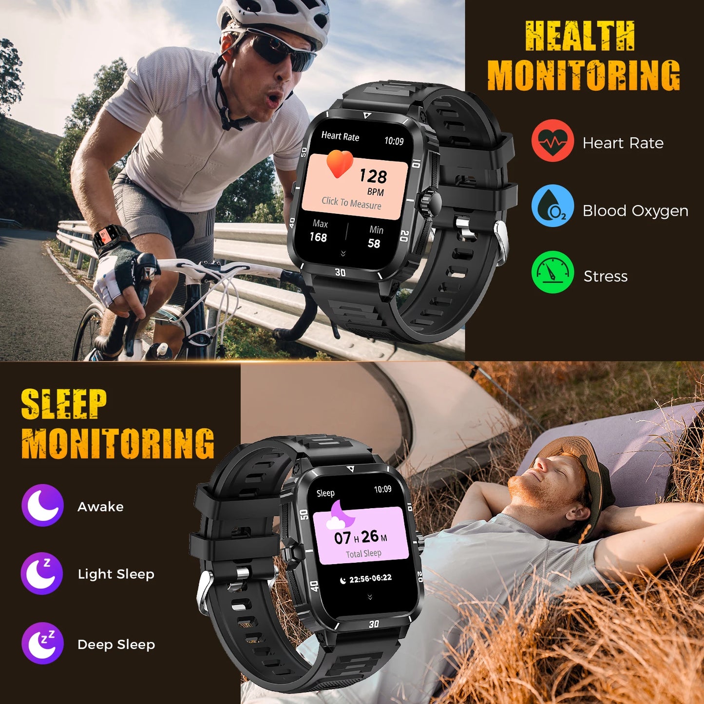 LaNikar Smart Watch 3ATM Waterproof Tracker With Heart Rate Bluetooth