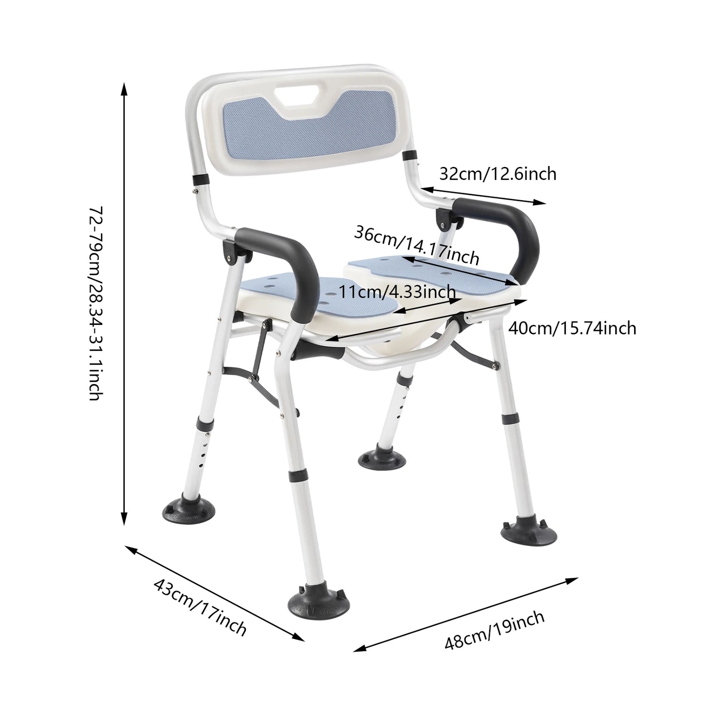Bymaocar U Shape Folding Shower Chair For Elderly