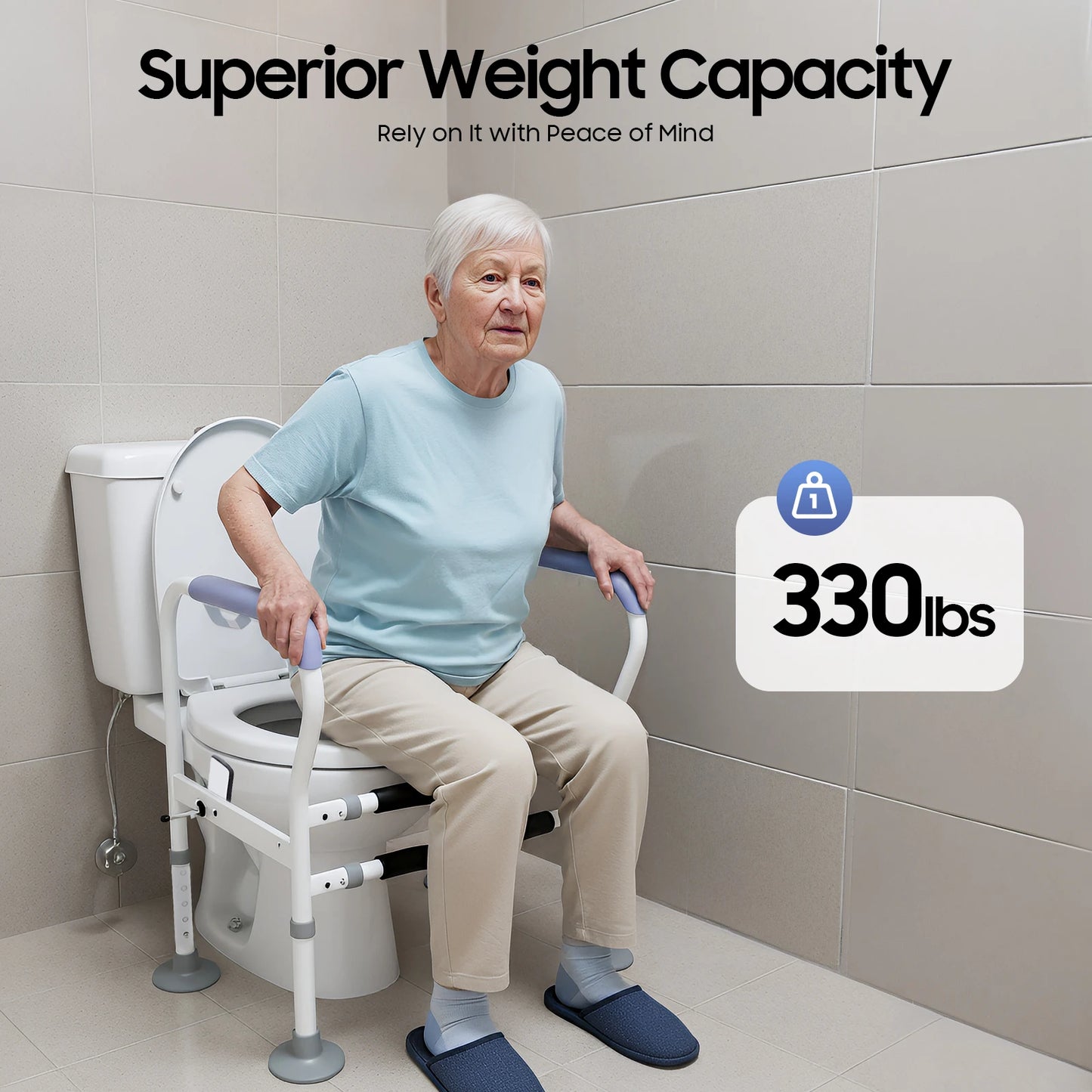 Toilet Safety Rail Frame 150kg Load Capacity for Elderly and Disabled