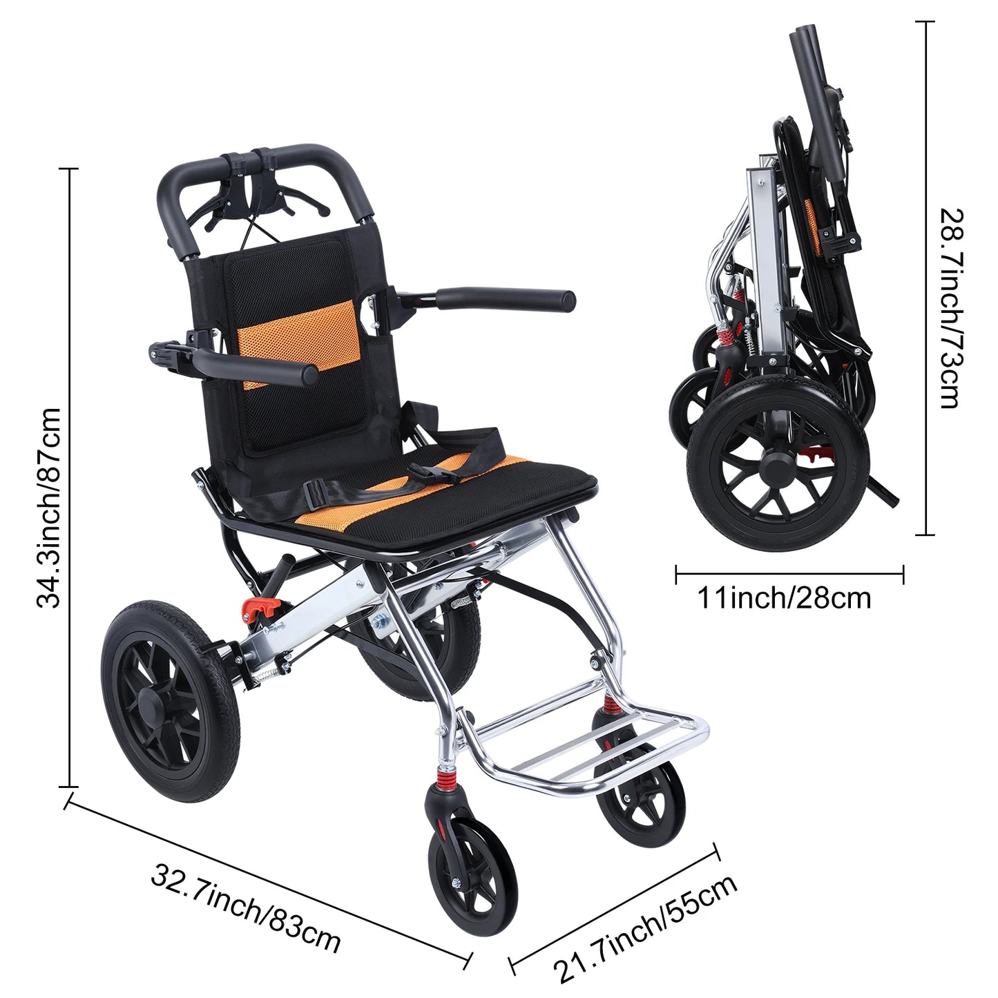 Origin Lightweight Foldable Wheelchair With Handbrake
