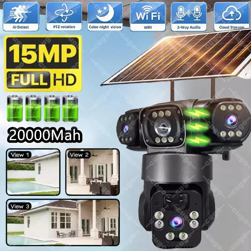 Cugo WiFi PTZ Outdoor Solar IP Camera 15MP Battery