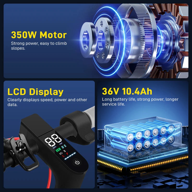 Mankeel MK085 Pro Electric Scooter 350W Dual Shock Absorption 36V 10.4Ah APP Smart Control Foldable E Scooter 25-30km Long Range