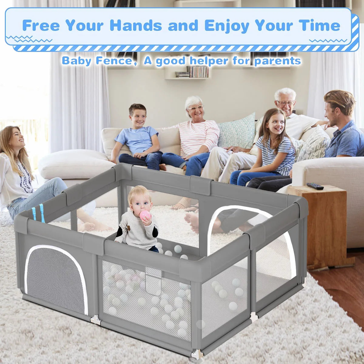 Baby Playpen for Children Play Area Baby Playground 6 Month~6 Years Old Kids Ball Pit Playpen Indoor Baby Safety Fence