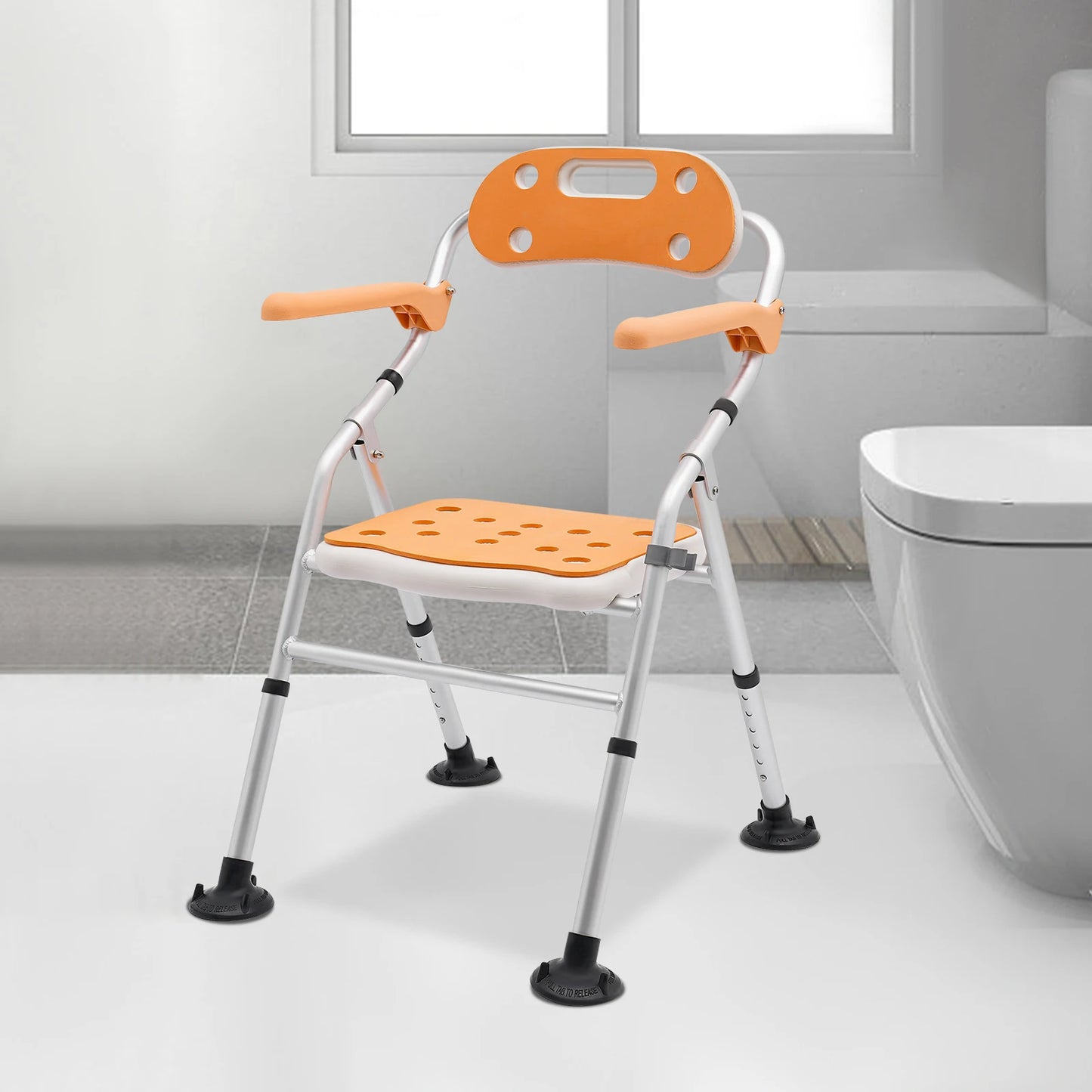 Bymaocar Folding Shower Chair With Adjustable Height And Non Slip