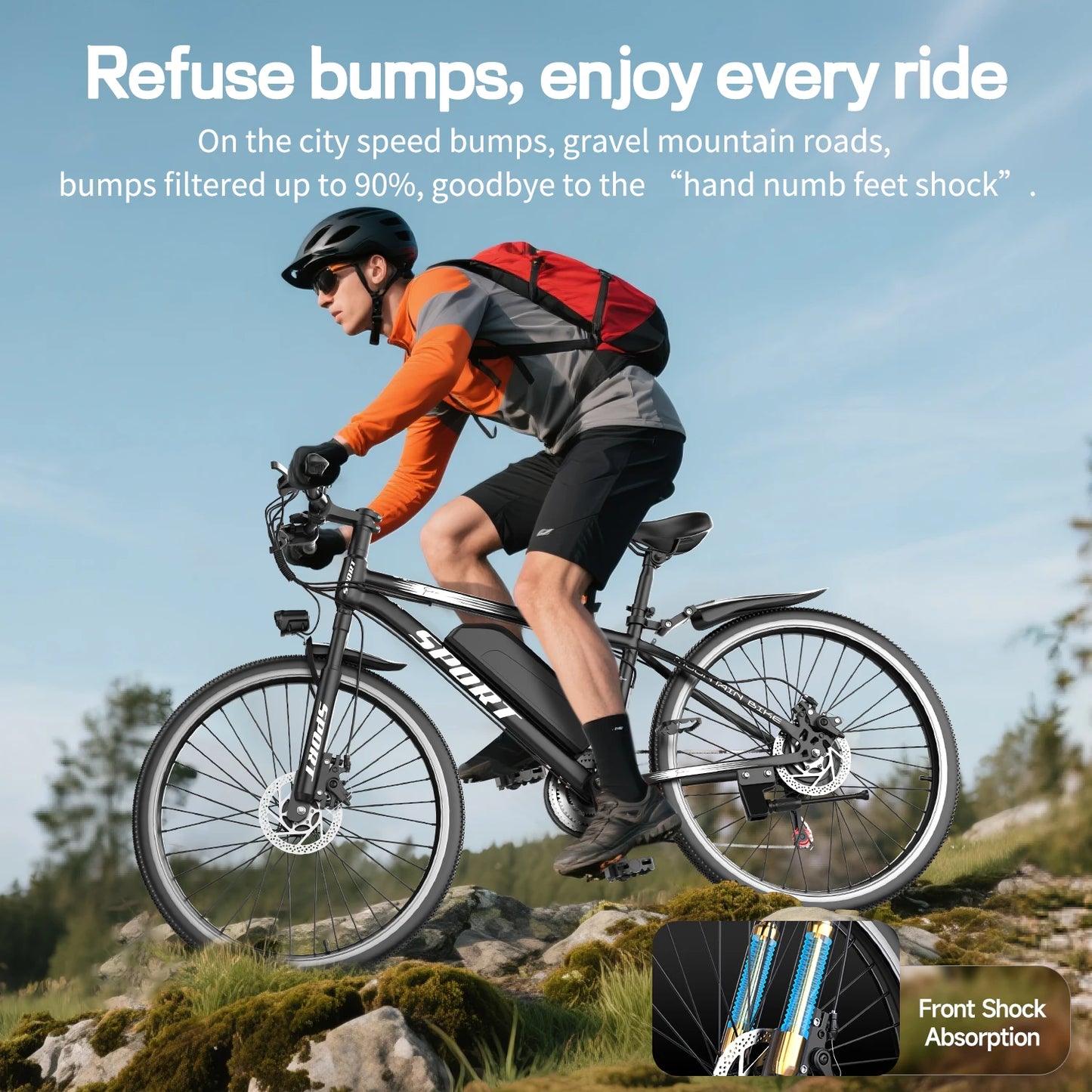 Max Speed G26 Electric Mountain Bike 700W Peak Motor LCD