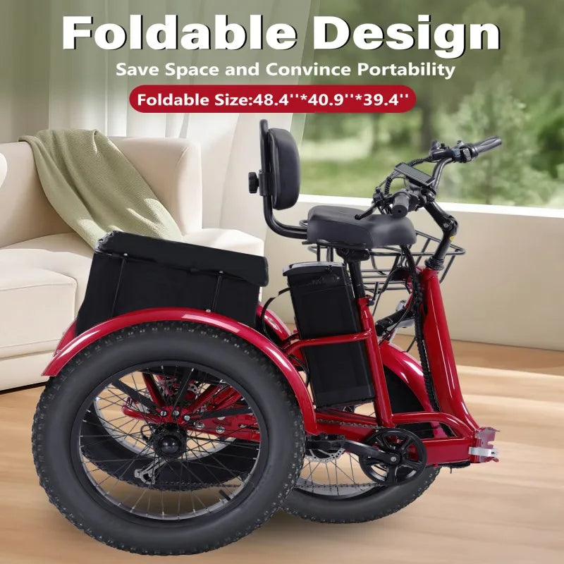 BROOBEY E Tricycle Folding Electric Trike With Battery