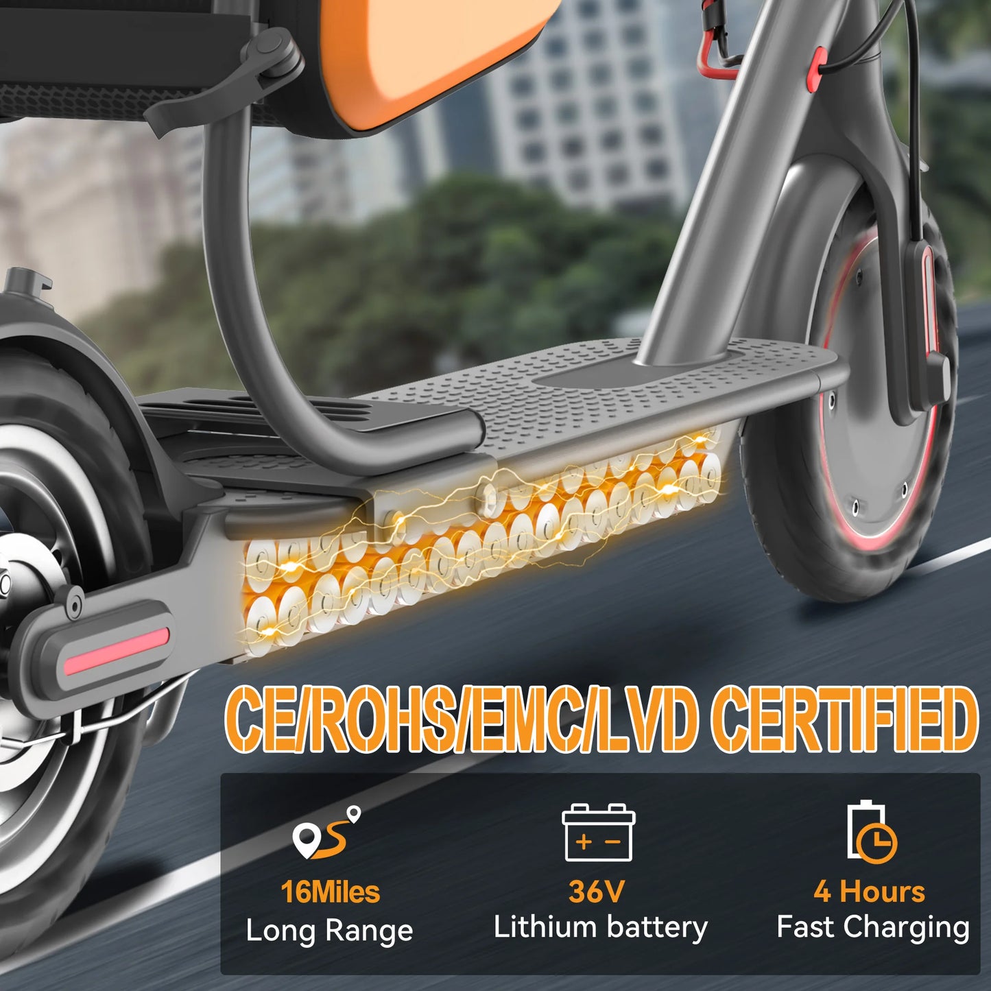 AOVOPRO LP60/LP60XB Electric Scooter 19mph 36V 5.2Ah 16Miles 350W Foldable with Seat and Storage Box Adult 8.5Inch EScooter