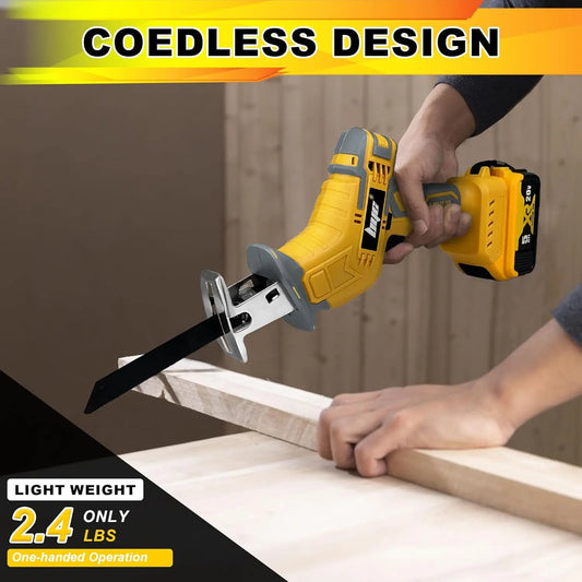 Cordless Reciprocating Saw, Portable  Cutting Electric Saw Variable-speed Wooden Metal PVC Cutting Electric saw +8 Saw Blades
