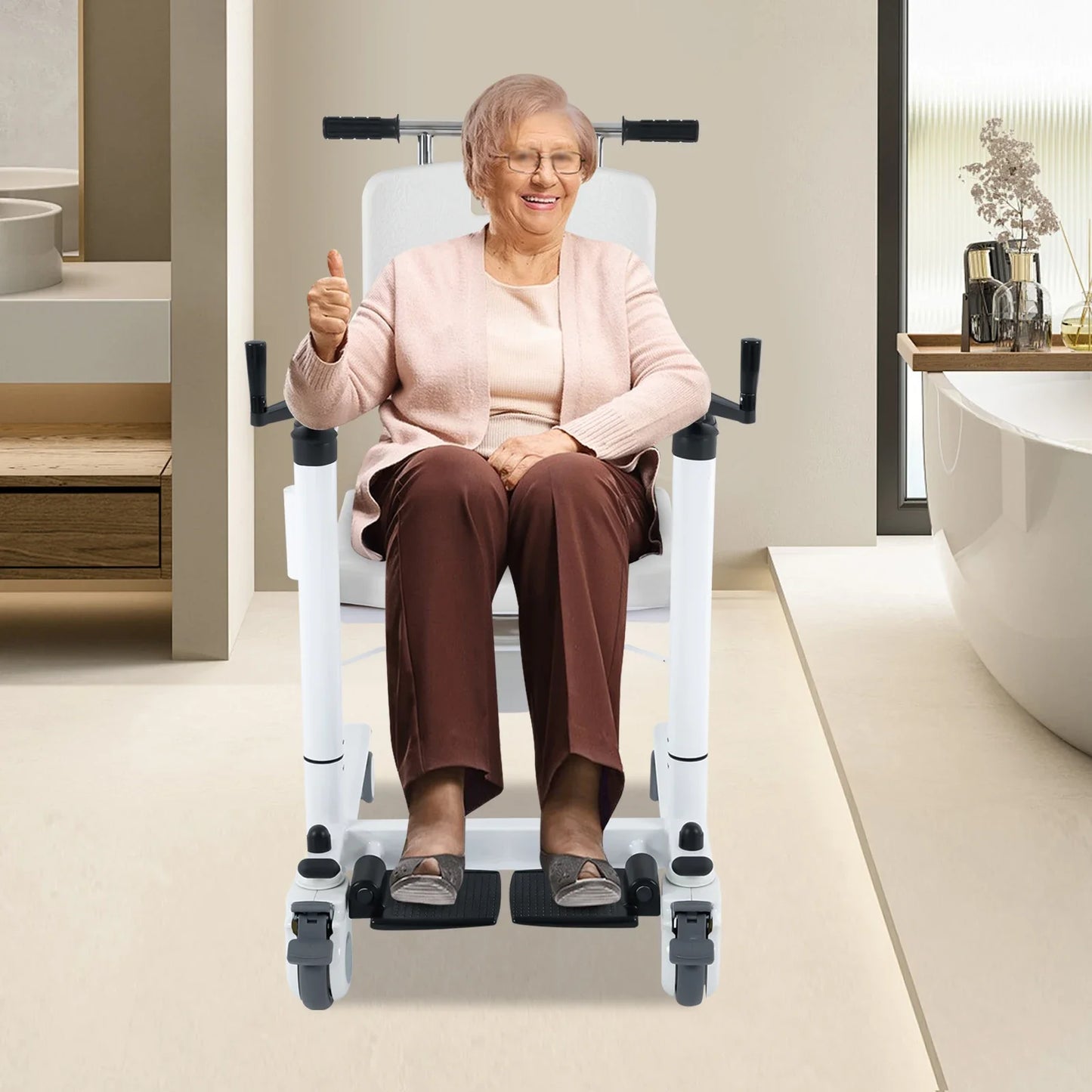Bymaocar Lift Transfer Chair Heavy Duty Wheelchair Elderly