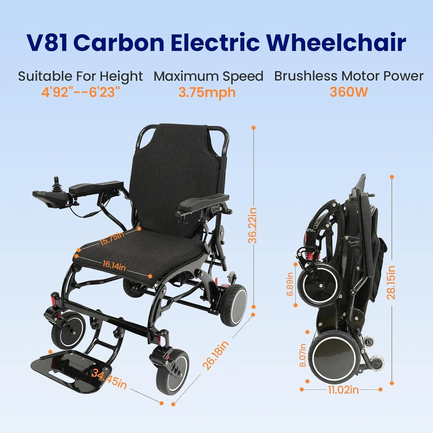 Maidesite Carbon Fiber Electric Wheelchair Foldable